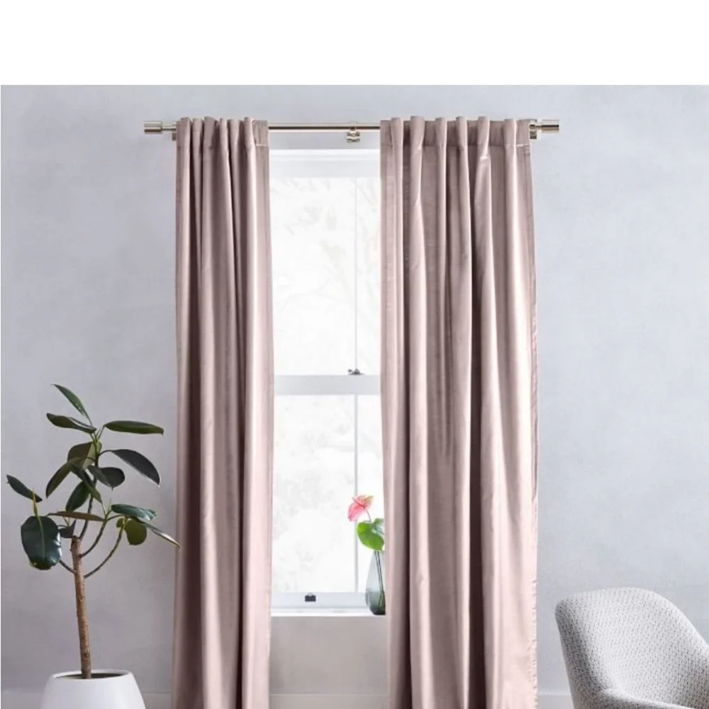 West Elm Velvet Curtain Dusty Blush Single Panel